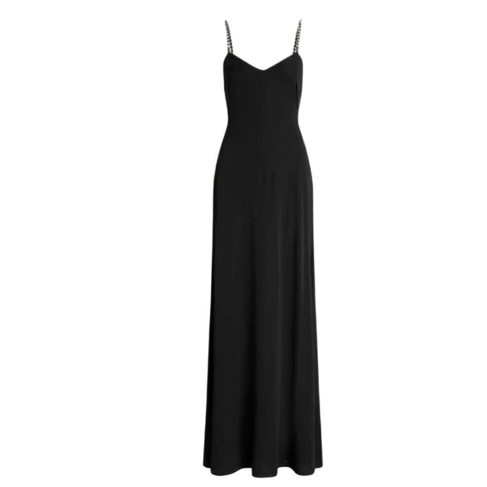 Lauren Ralph Lauren Jersey Twist Back Chain Sleeveless Gown Black Size 8